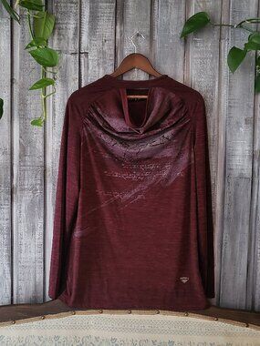 Oxygen Athletic Rhinestone Long Sleeve Cut Out Cowl Neck Top XL